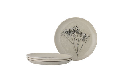 Set of 4 natural stoneware plates Bea