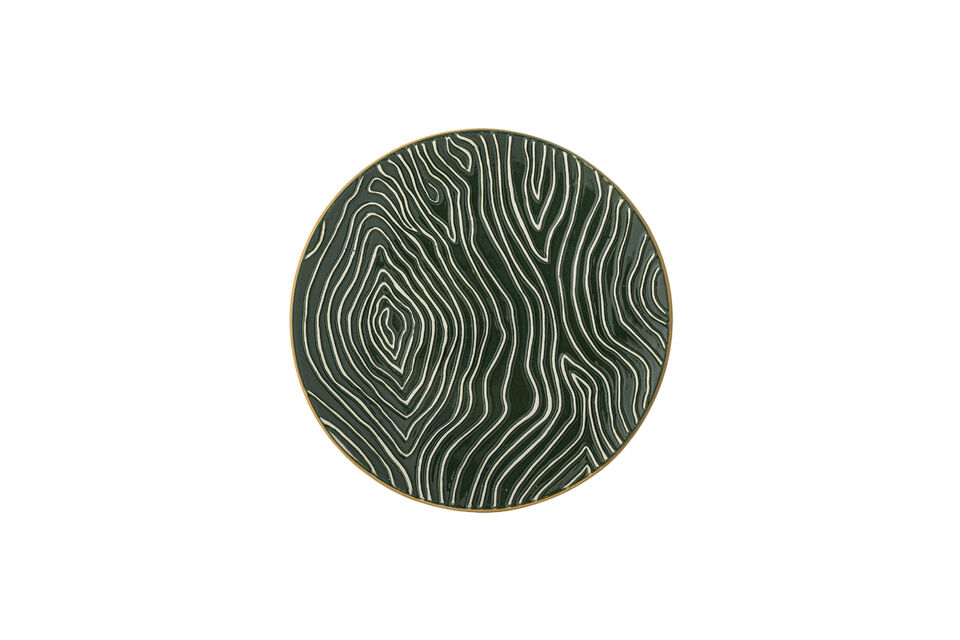 The dark green base is combined with beige and white tones
