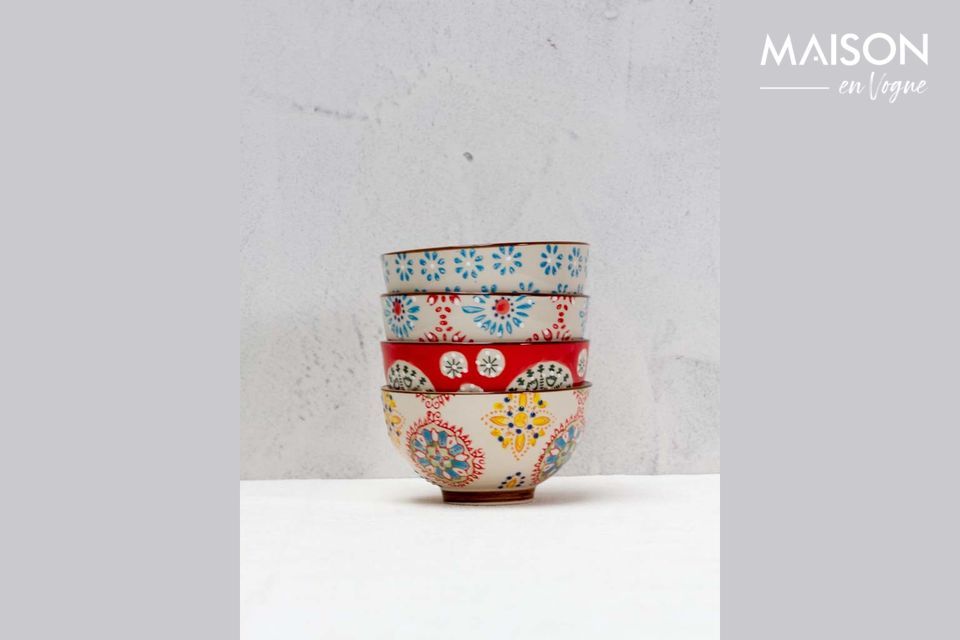 Set of 4 small Bohemian ceramic bowls Chehoma