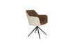 Miniatuur Set van 2 eetkamerstoelen met armleuningen van polyester beige en bruin Daley 1