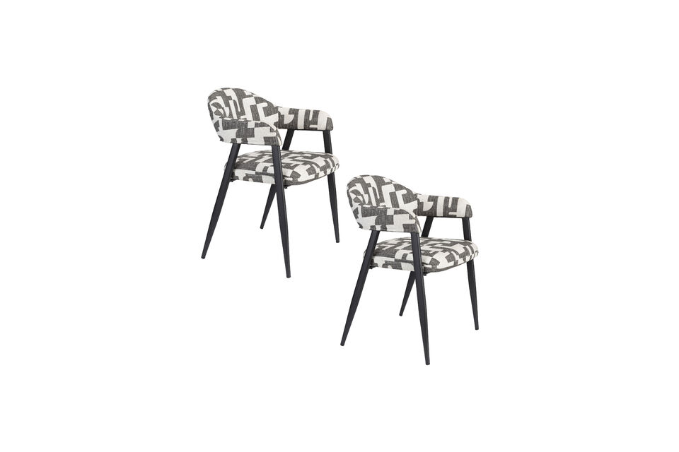 Set van 2 eetkamerstoelen van zwart staal Miyo - 11