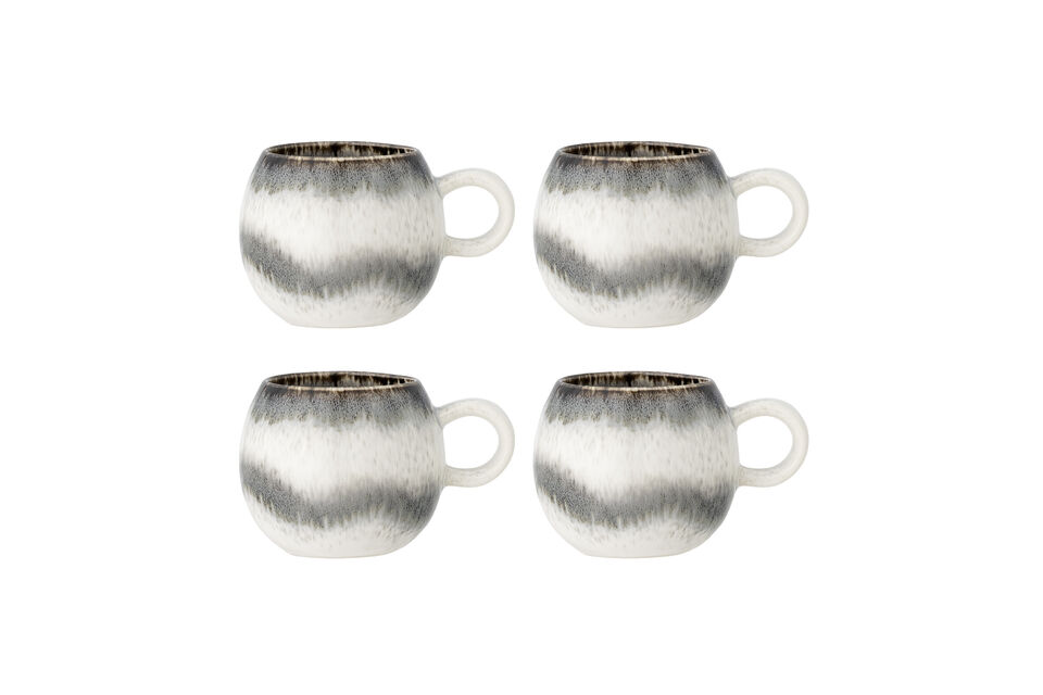 Set van 4 kopjes D9xH8 cm van grijs stoneware Paula Bloomingville