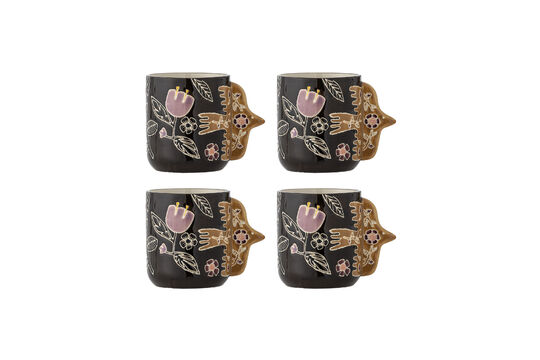 Set van 4 meerkleurige mokken van steengoed Vivielle Productfoto