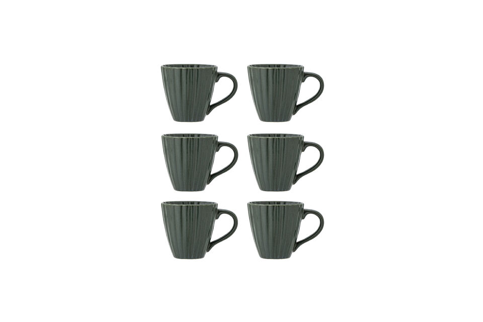 Set van 6 koppen van groen steengoed Latina Bloomingville