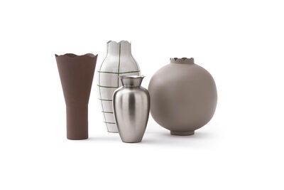Set von 4 Vasen aus recyceltem Eisen mehrfarbig h26cm Wavy