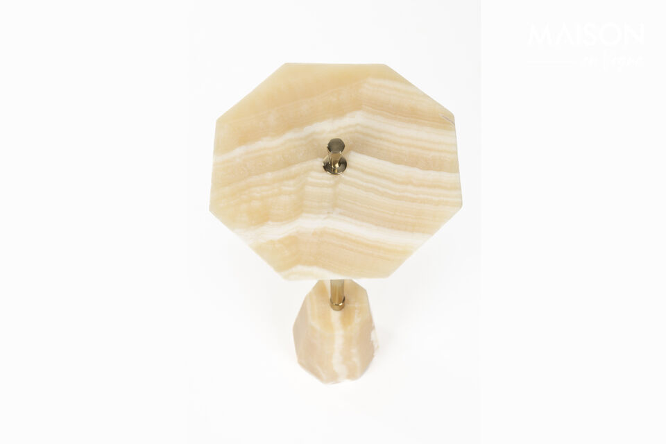 This tray and side table are made of onyx in a warm beige colour