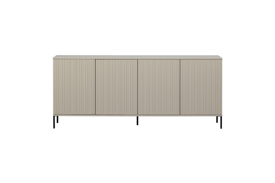 New Gravure sideboard is made of pine and finished with a dust colored lacquer