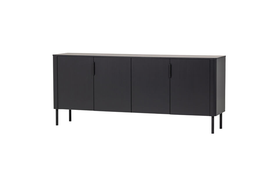 Sideboard 200 cm Pine Matt Black GUNNAR Woood