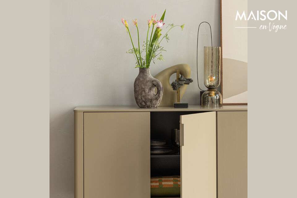 Spacious sideboard with timeless design Made from FSC Mix-certified pine wood Finished in a mud