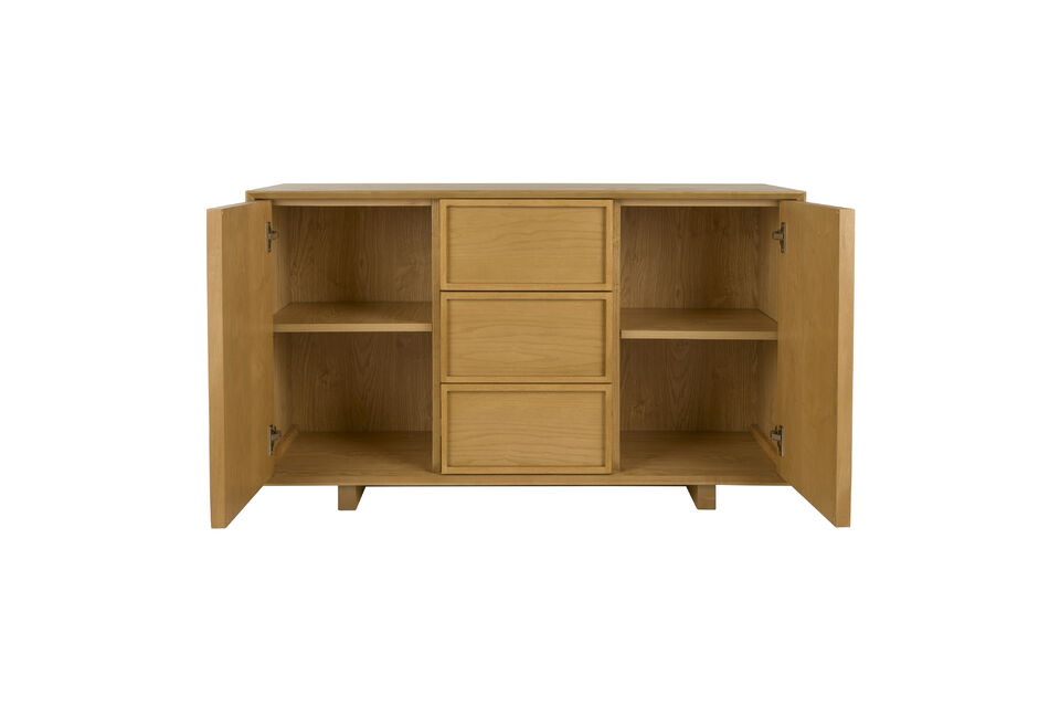 The straight legs lift the cabinets slightly off the ground