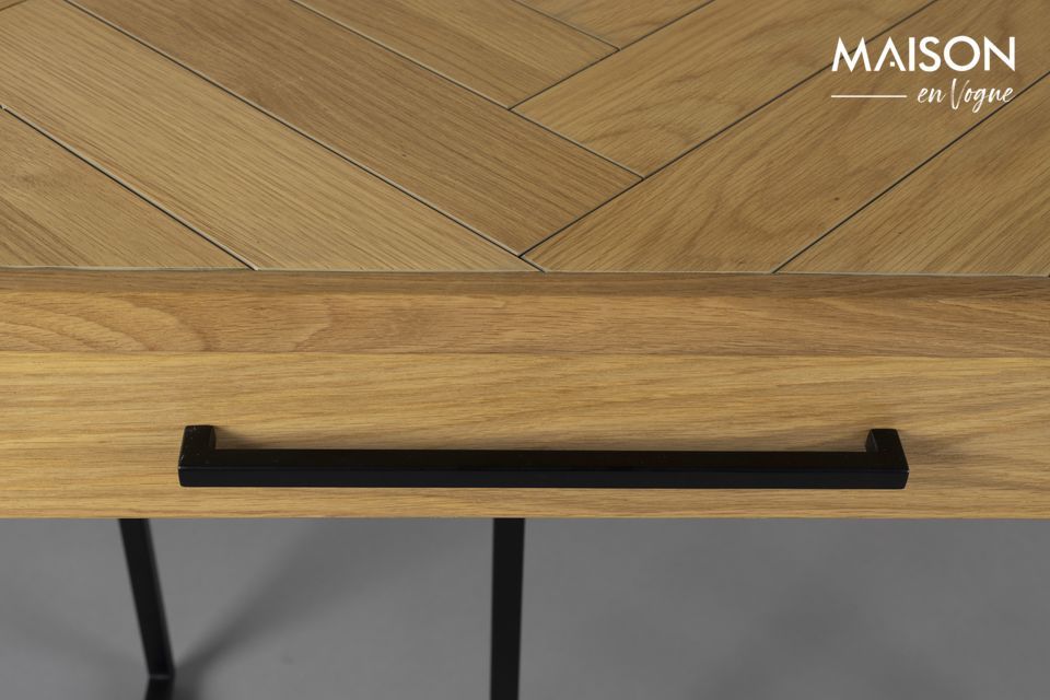 Sidetable 120 cm in eikenhout en zwart metaal Class - 7