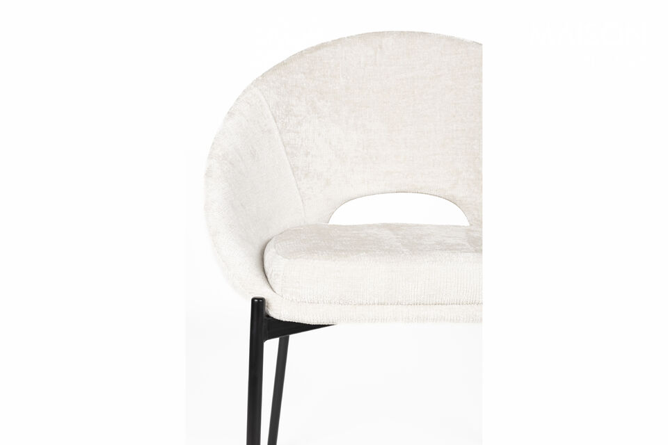 Silla de comedor de poliéster blanco roto Dando - 5