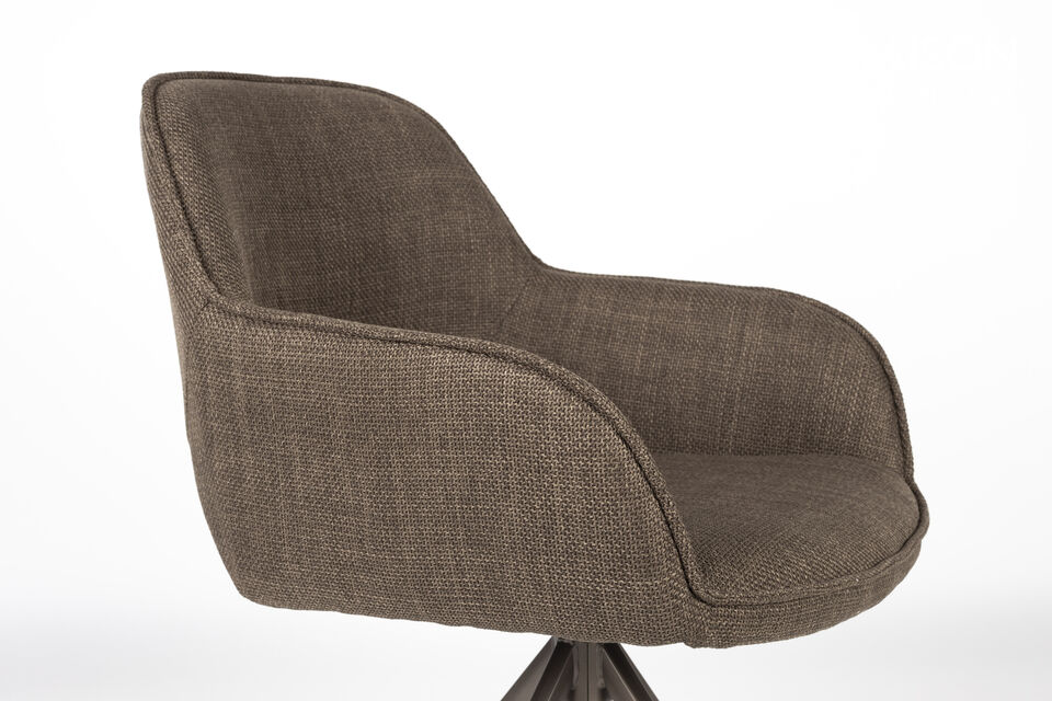 Silla de comedor giratoria de poliéster marrón Toye - 10