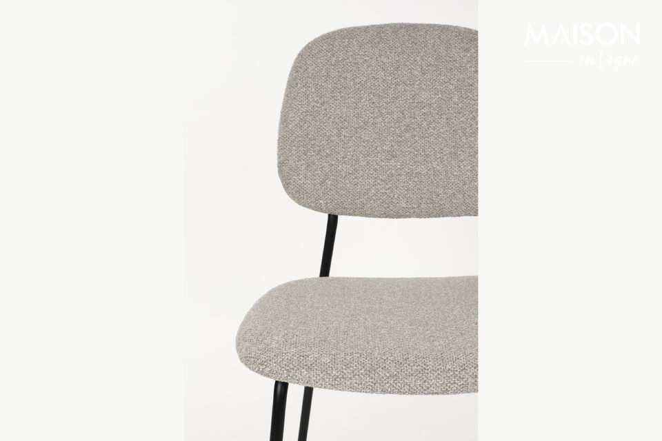 Silla de metal y tela beige Roos - 9