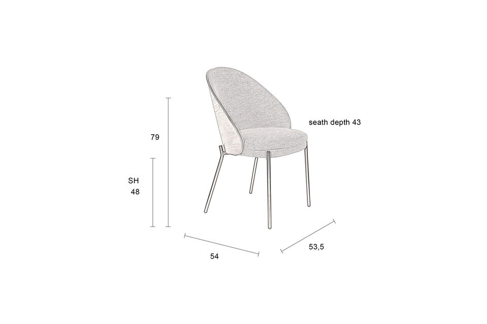 Silla de tela beige Rodin - 9