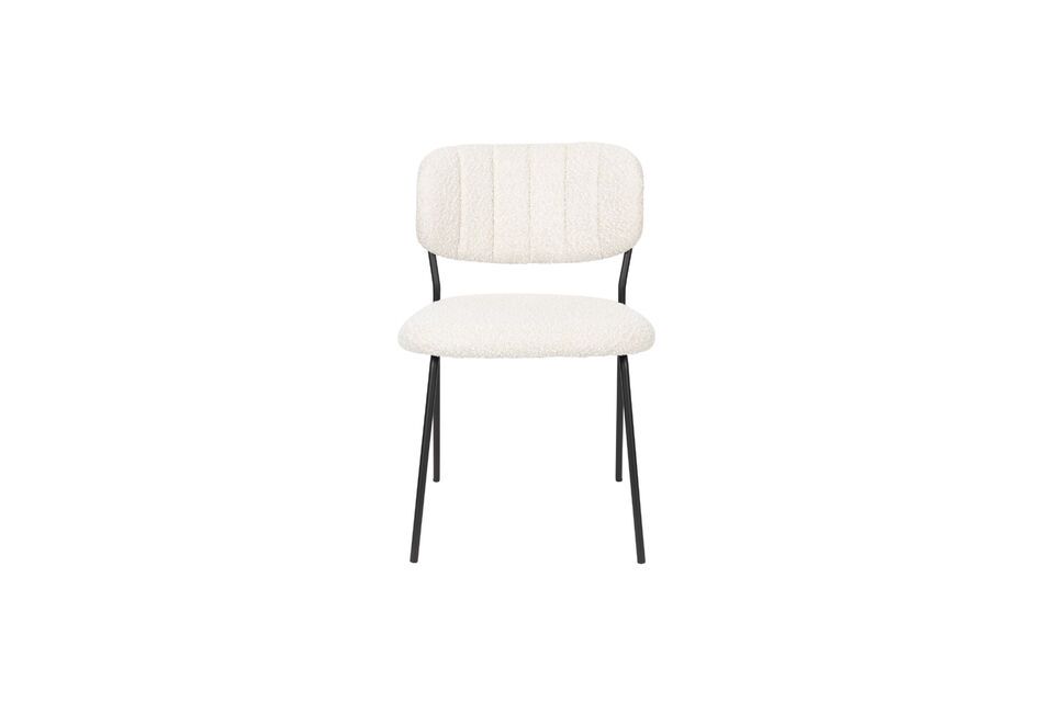Descubra el encanto puro de la silla de tela rizada blanca Jolien