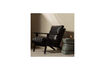 Miniatura Sillón cuero y madera de acacia Negro HOUSTON 2