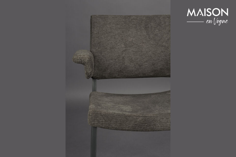 Sillón de comedor en tela gris Portland - 6