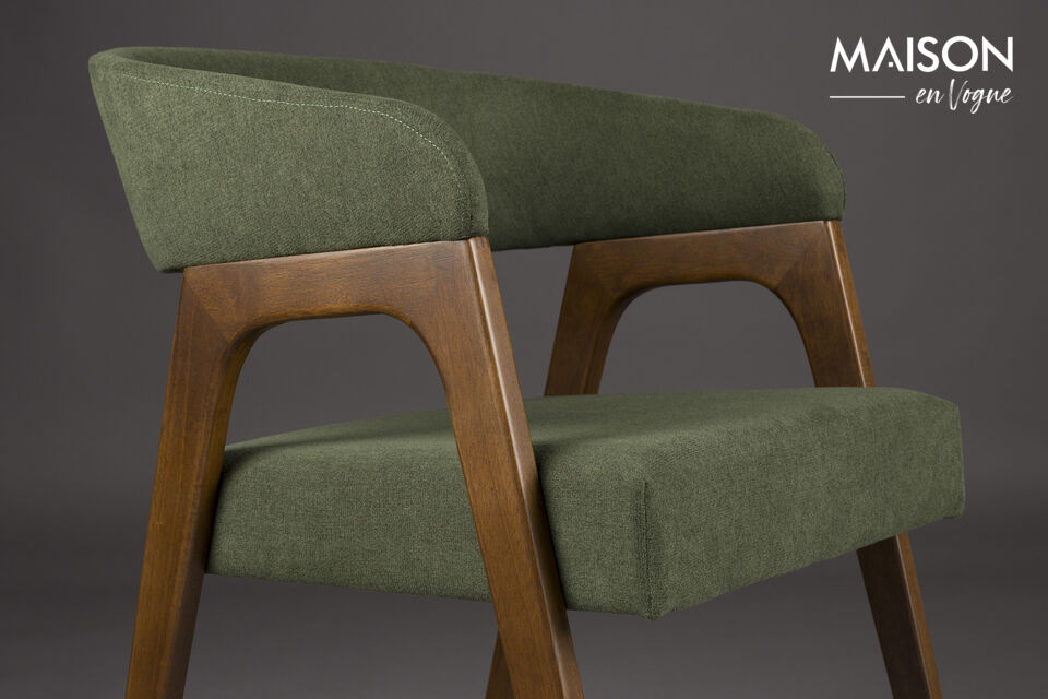 Sillón de comedor en tela verde Adamello - 6