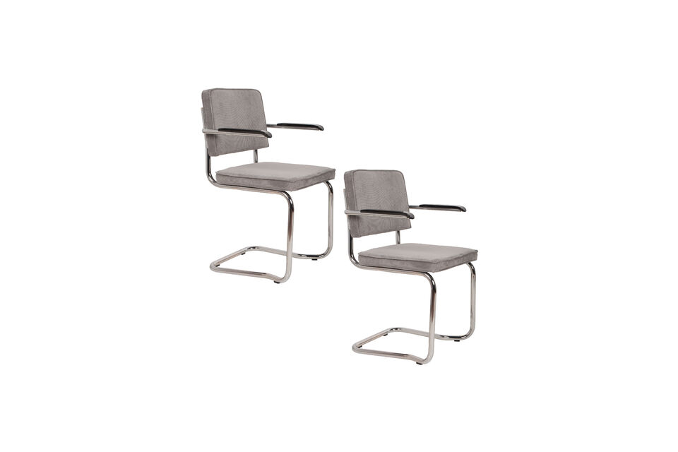 Sillón de tela gris claro Ridge Kink Rib - 12