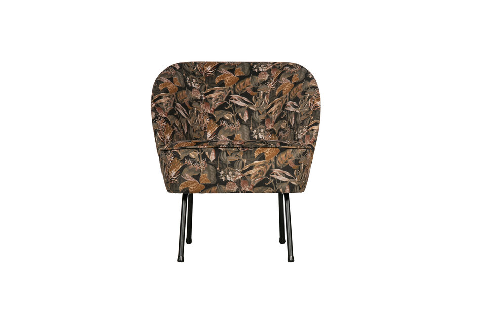 Sillón elegante y cómodo Formas suaves y agradables Terciopelo negro con motivo floral (100%