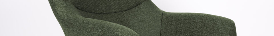 Descriptivo Materiales  Sillón lounge giratorio de tela verde Yuki