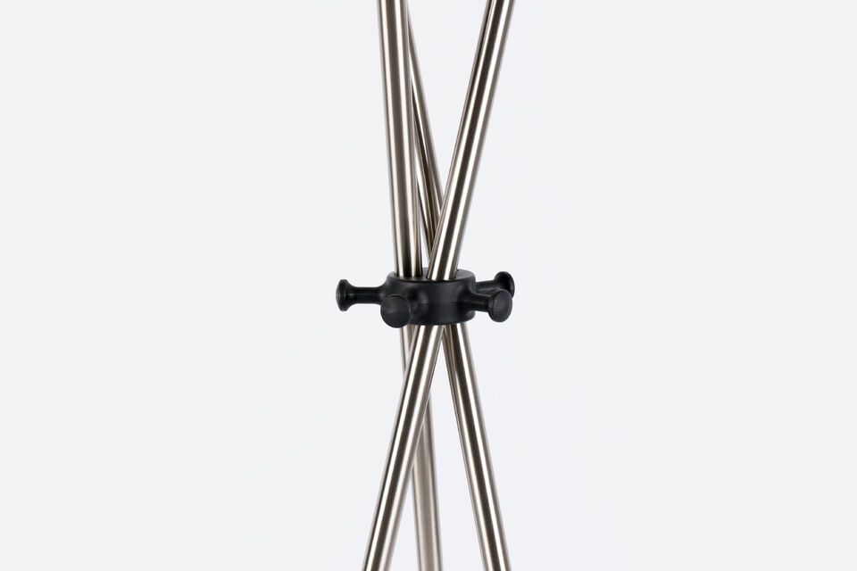 This silver-colored coat rack is equally at home in a hallway or bedroom