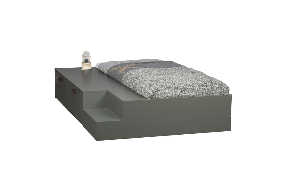 The bed is made of solid, FSC certified, pine lacquered in a green soap tint