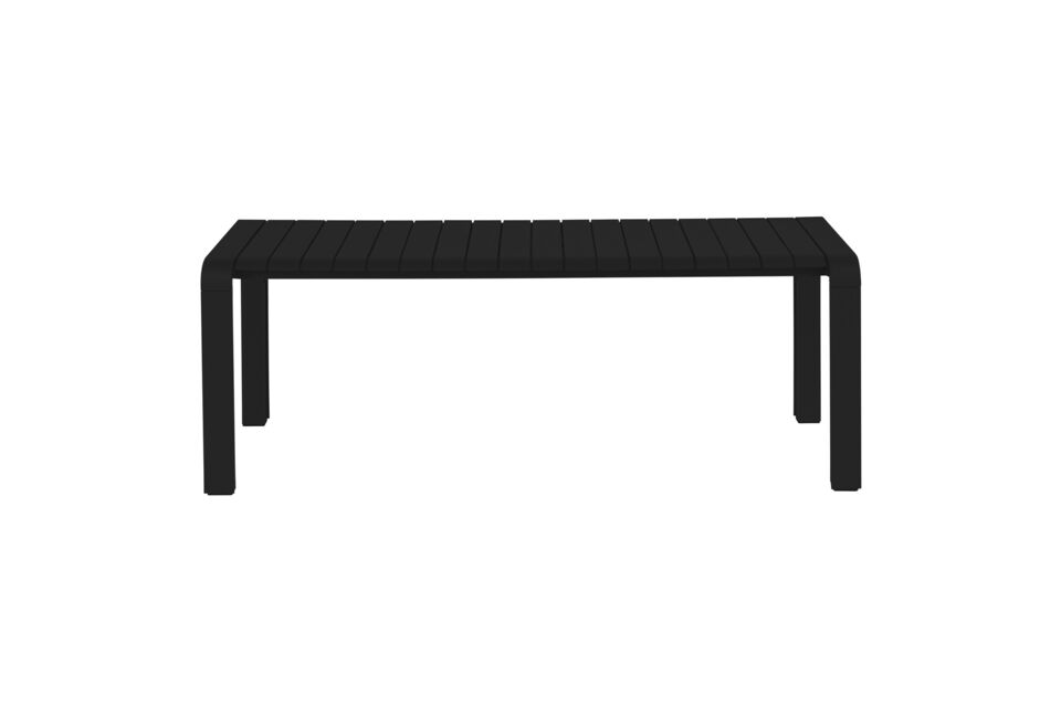 Its sleek black color and quality aluminum construction ensure weatherproof durability and timeless