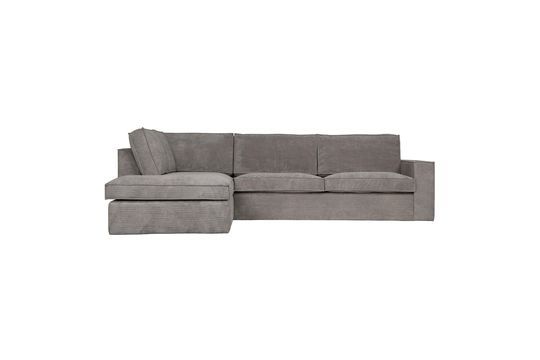 Sofá con chaise longue a la izquierda en pana gris Thomas Clipped