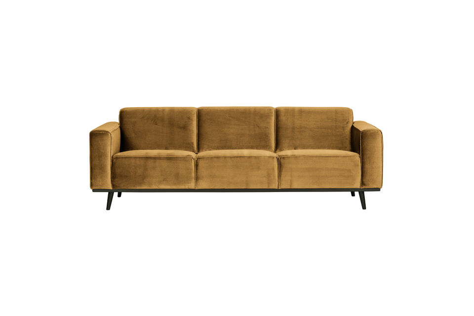 Sofá de 3 plazas 230 cm terciopelo amarillo miel Statement Woood