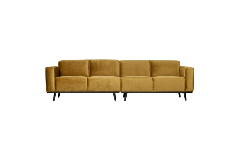 Sofá de 4 plazas 280 cm terciopelo amarillo miel Statement Woood