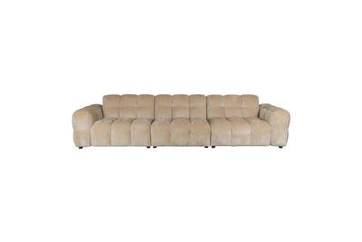 Sofá de 4 plazas de tela beige Hackman