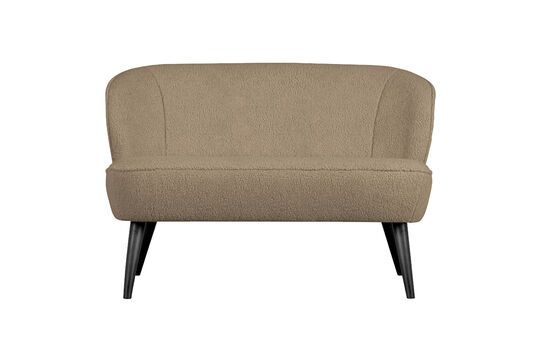 Sofa in beige sheepskin effect fabric Sara Clipped