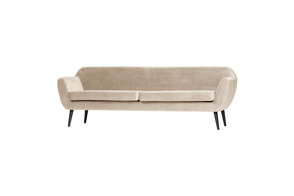 Sofa XL 230 cm Samt Off White ROCCO Woood