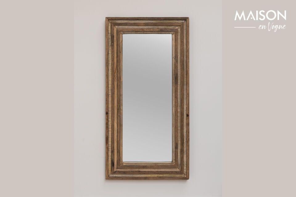 Specchio in legno chiaro riciclato Chehoma