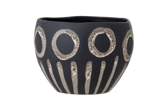 Stoneware black flower pot Magnus
