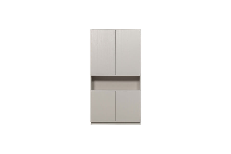 Stylish furniture range in mist grey With modern push-to-open system Made of solid pine H 210 cm x