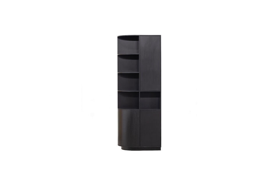 Storage Cabinet Round Left 78 cm Pine Deep Black FINCA Woood