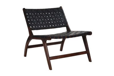 Stuhl aus Holz und Leder schwarz Aosta
