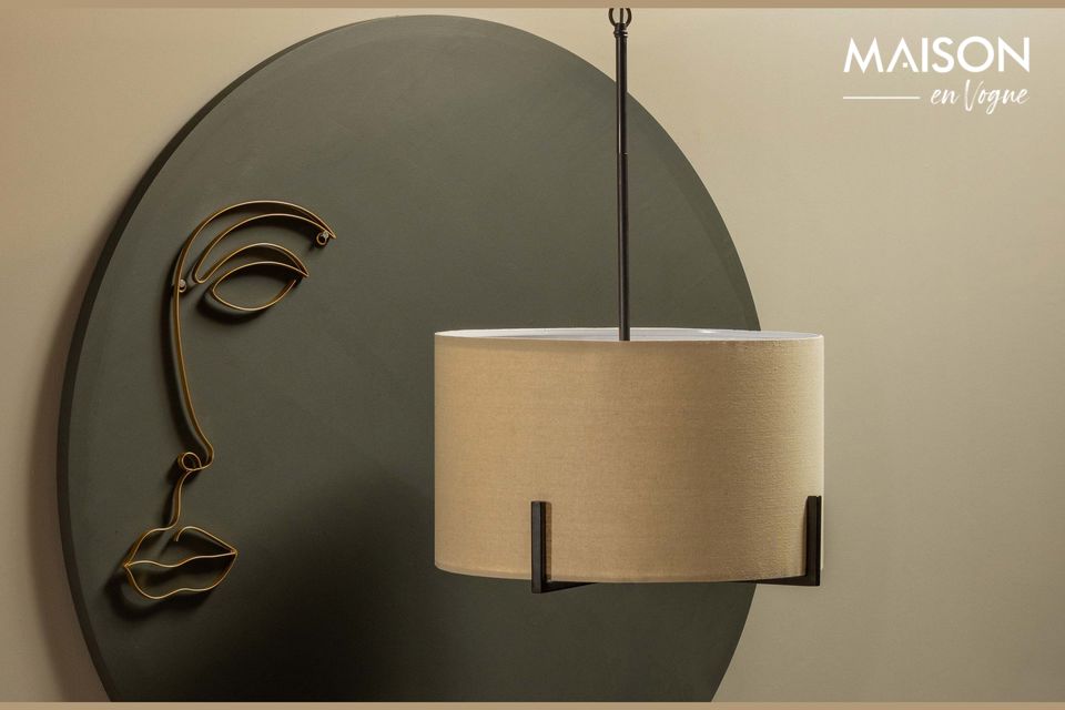 Lampe à suspension Holly en métal et tissu, lumière douce et élégance pour votre intérieur.