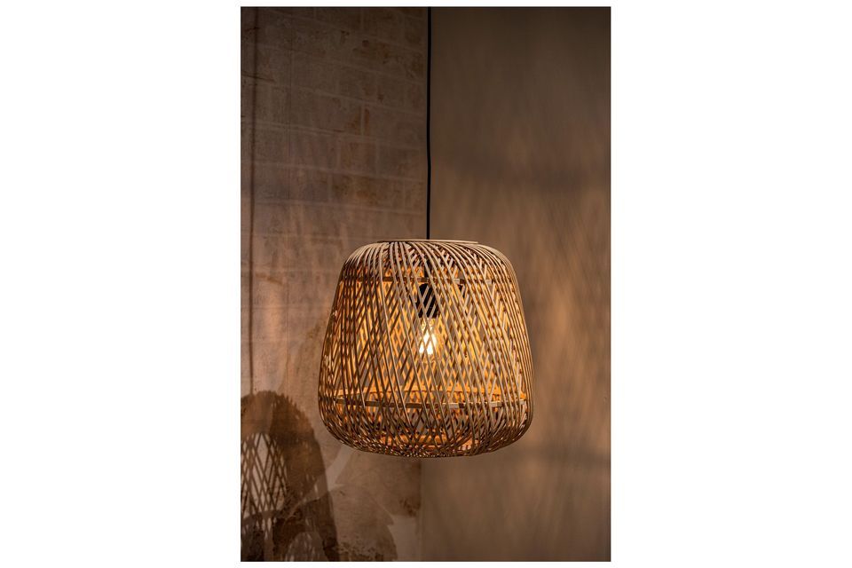 Suspension lampe en bambou beige Moza Woood