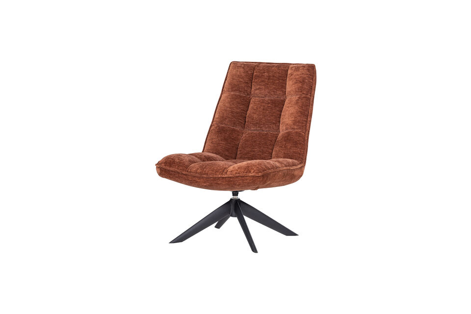 Swivel Armchair Textured Chenille Rust Brown Jouke Woood