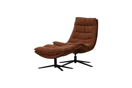 Swivel Armchair with Footstool Brown Kube
