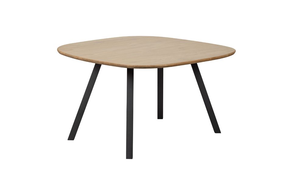 Table 130x130 en chêne massif beige avec pieds carré Tablo Woood