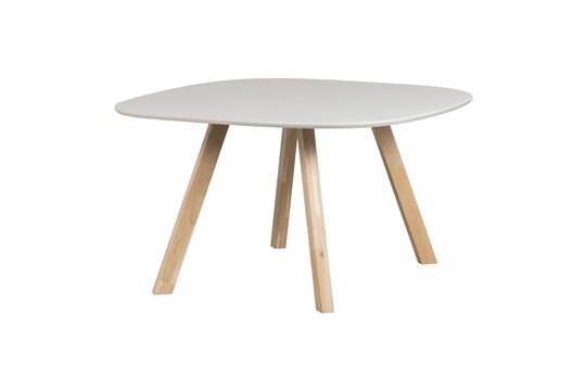 Table 130x130 en frêne avec pied carré blanc cassé Tablo Détouré