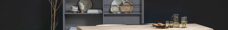 Mise en avant matière Table 180x90 en bois de manguier beige avec pieds carré herringbone Tablo