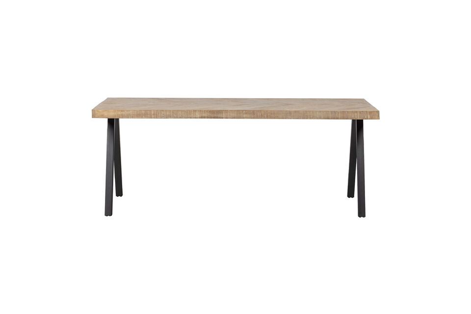 Table 180x90 en bois de manguier beige avec pieds carré herringbone Tablo Woood