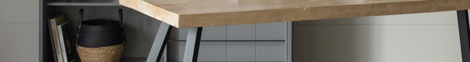 Mise en avant matière Table 180x90 en bois de manguier beige avec pieds carré Tablo