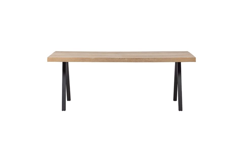 Table 180x90 en bois de manguier beige avec pieds carré Tablo Woood